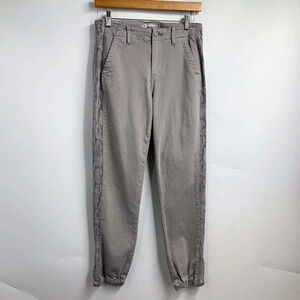 Paige Women's Mayslie‎ Jogger Light Gray Mid Rise Zip Hem Stretch Pants Size 26